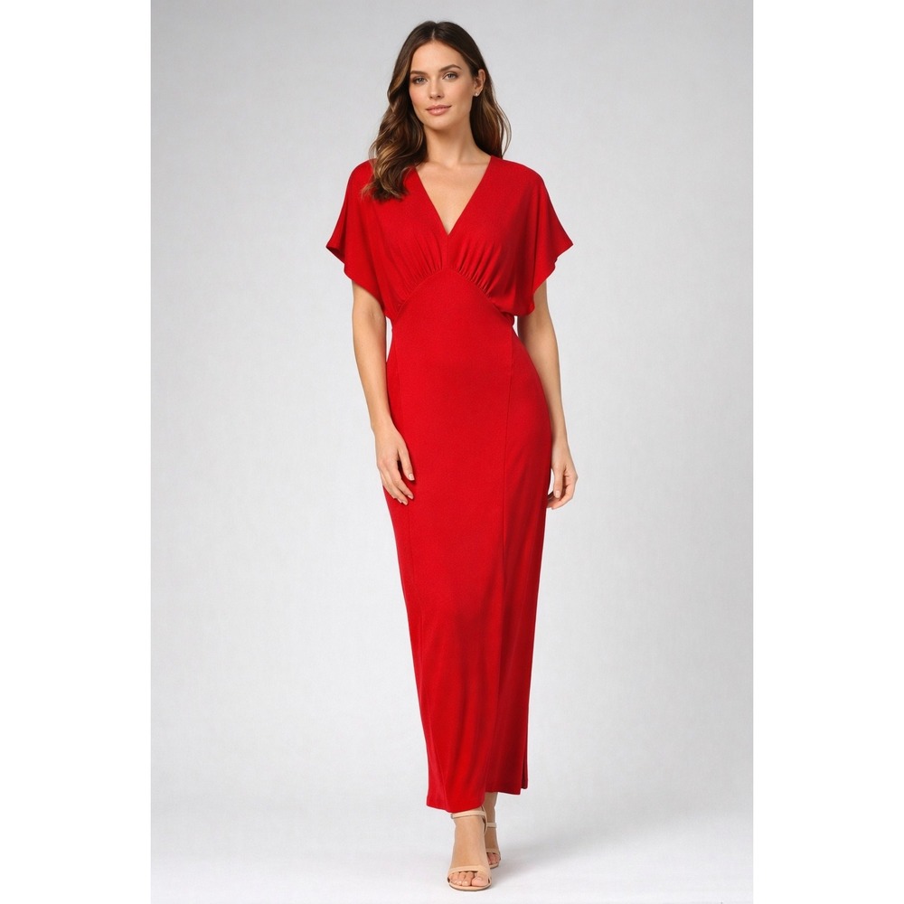 Adelyn Rae‎ Red V Neck Dolman Sleeve Maxi Dress Size S Valentine Cocktail